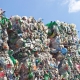 Bales of recycled plastic.
